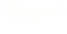 1997年 正面衝突時に室内の乗員が衝撃を受けにくくする「サンドイッチ・コンセプト」を開発。